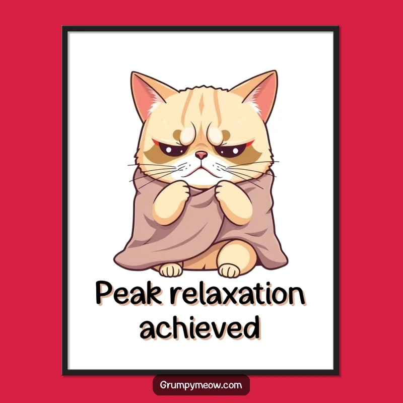 Funny Grumpy Cat Blanket Sigh Poster - Dramatic Feline Art for Humor Lovers