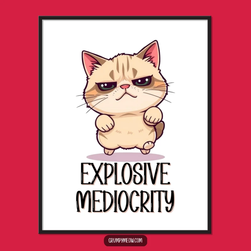 Funny Grumpy Cat Energy Burst Poster: Wall Art of Sudden Feline Prowess