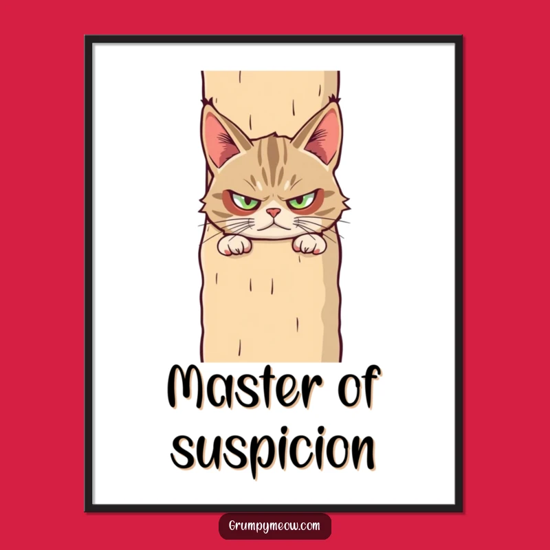 Funny Grumpy Cat Suspicious Poster - Hilarious Wall Art Makes a Great Funny Gift!