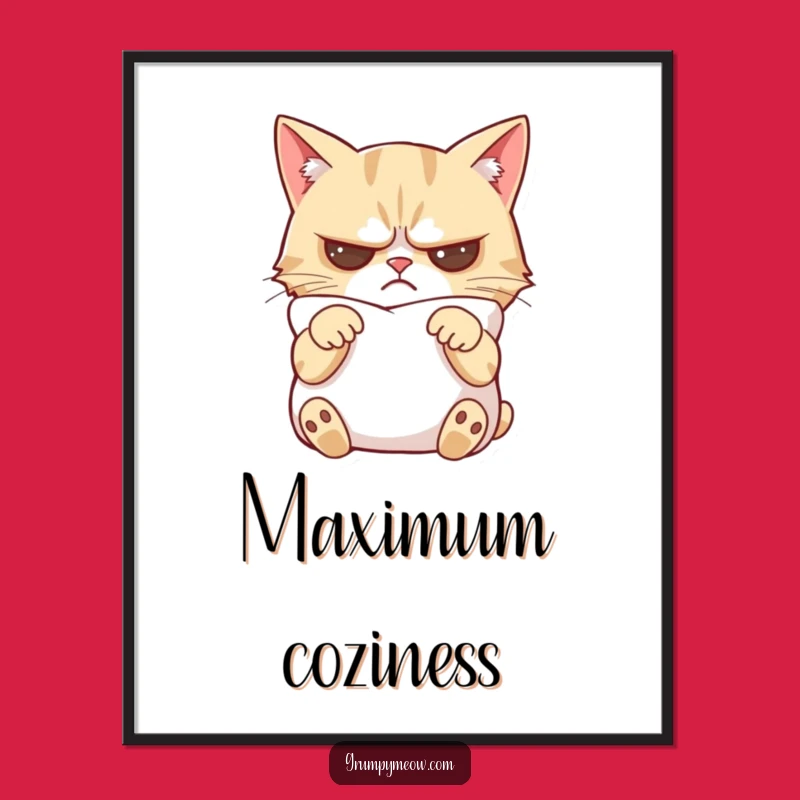 Funny Grumpy Cat Pillow Comfort Poster - Whimsical Wall Art for Cat Lovers