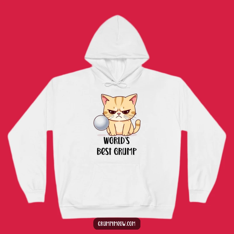 Cozy Funny Grumpy Cat Disapproving Ball Hoodie - Warm Humorous Gift
