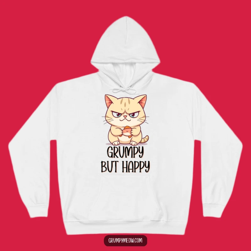 Cozy Funny Grumpy Cat Fish Smirk Hoodie - Warmth & Mischievous Comfort