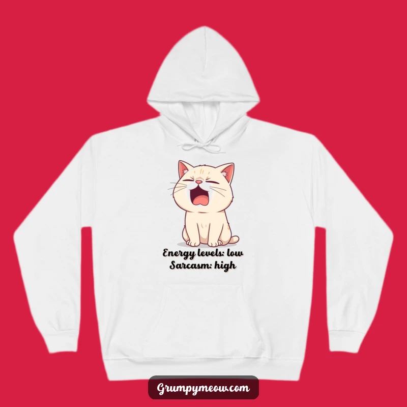 Funny Bored Cat Yawning Hoodie - Cozy Sarcastic Cat Sweatshirt Gift