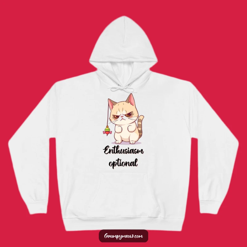 Funny Grumpy Cat Toy Batting Hoodie - Cozy Disdain & Playful Humor Gift