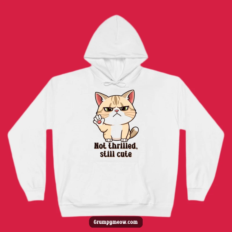 Cozy Funny Grumpy Cat Wave Hoodie: Warm Comfort for the Unimpressed