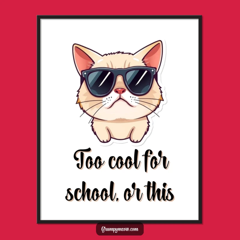 Free Printable Grumpy Cat Wall Art: Cool Sunglasses Feline Downloadable Art