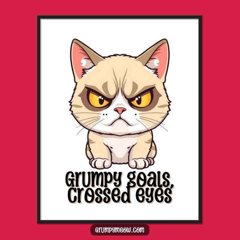 Free Printable Grumpy Cat Wall Art: Crossed-Eyed Glare, Hilarious Downloadable Art for Comedic Decor!