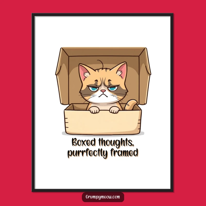 Free Printable Grumpy Cat Wall Art: Funny Cat in Box Downloadable Decor