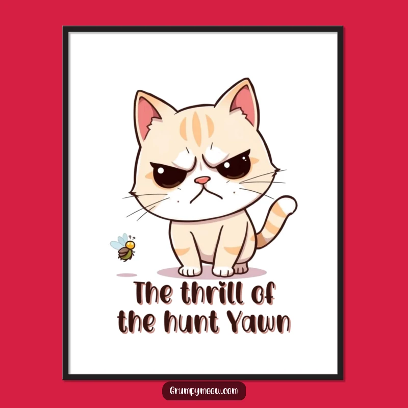 Free Printable Grumpy Cat Wall Art: Reluctant Fly Chase Downloadable Art Gift
