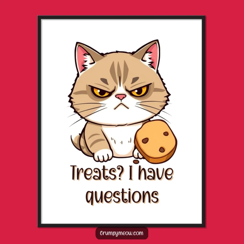 Free Printable Grumpy Cat Wall Art: Suspicious Treat Cat Downloadable Decor
