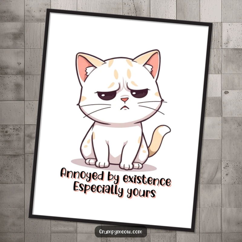 Funny Free Printable Wall Art: An unimpressed cat captured mid-tail flick, radiating subtle annoyance and disdain.