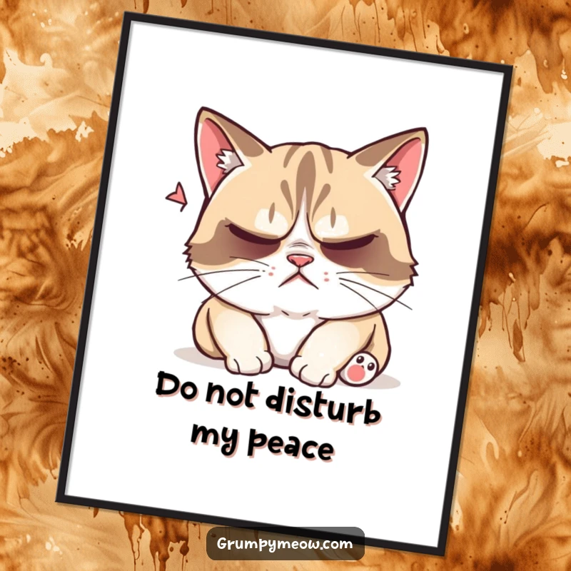 Funny Free Printable Wall Art: A grumpy cat attempts to nap but is playfully disturbed, looking utterly unimpressed.