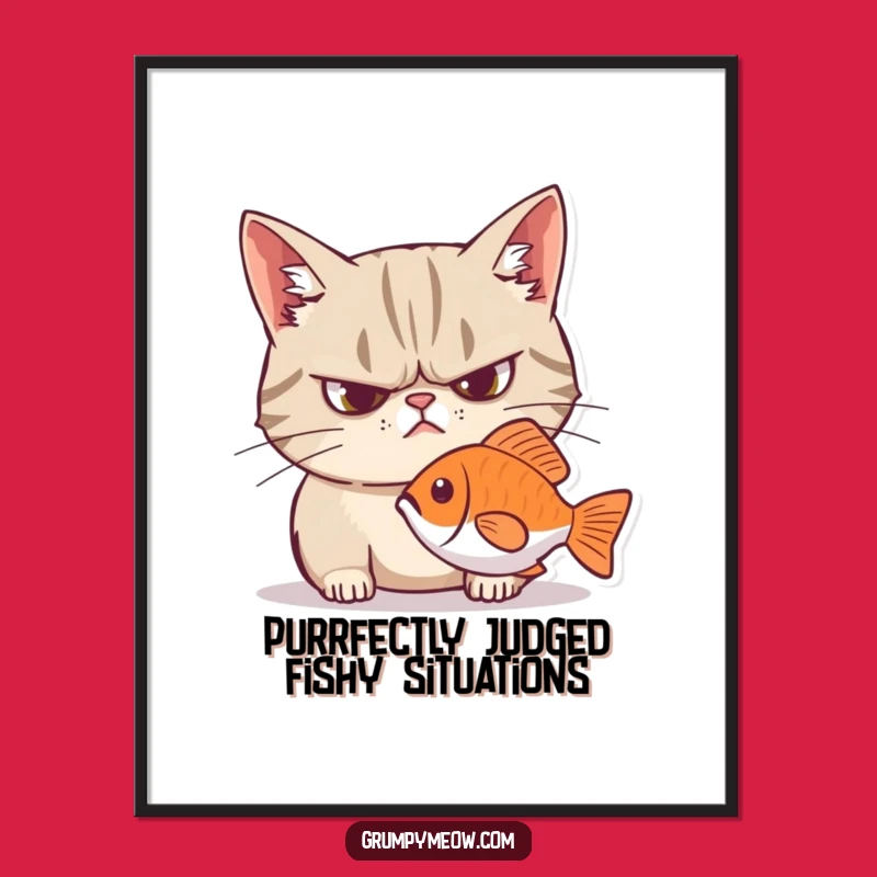 Free Printable Grumpy Cat Wall Art: Intense Fish Stare Downloadable Art for Humor Lovers