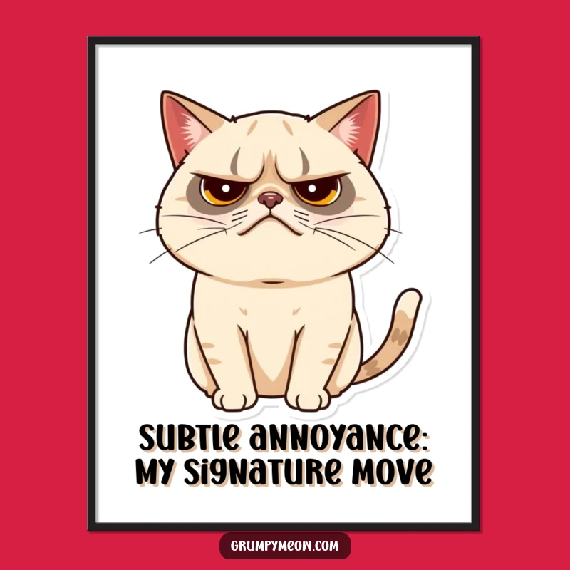 Free Printable Grumpy Cat Art: Subtle Tail Twitch Funny Downloadable Wall Decor