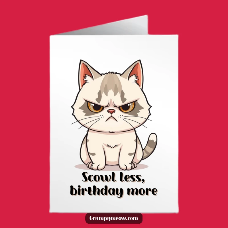 Free Printable Birthday Card: Grumpy Cat's Curious Tail Celebration