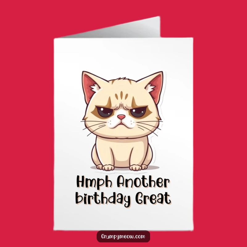 Free Printable Grumpy Cat Birthday Card: Huffing Cat Downloadable Gift for Sarcastic Wishes