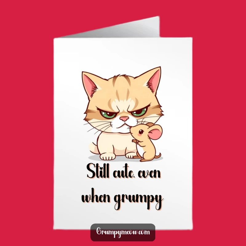 Free Printable Grumpy Cat Birthday Card: Hilarious Poking Mouse Design, Funny Downloadable Gift