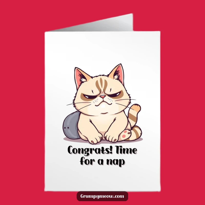 Free Printable Grumpy Cat Congrats Card: Lazy Sigh of Relief, Funny Downloadable Gift