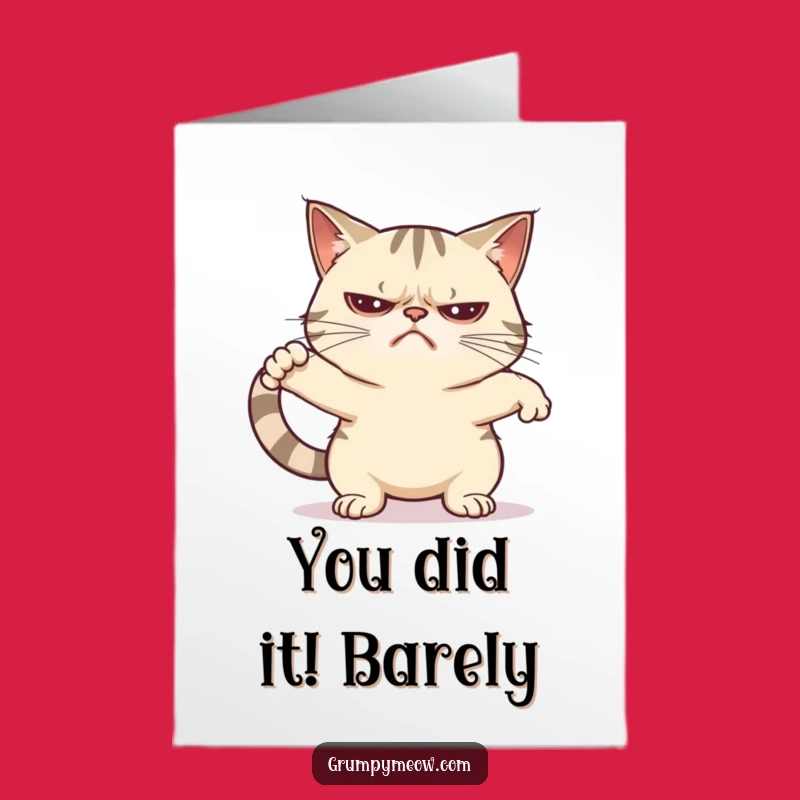Free Printable Grumpy Cat Card: Unenthusiastic Stretch Congrats Funny Downloadable Gift