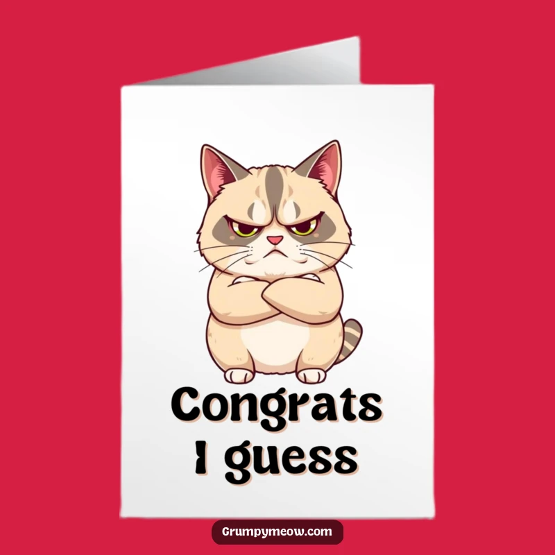 Free Printable Grumpy Cat Congrats Card: Unimpressed & Arms Crossed