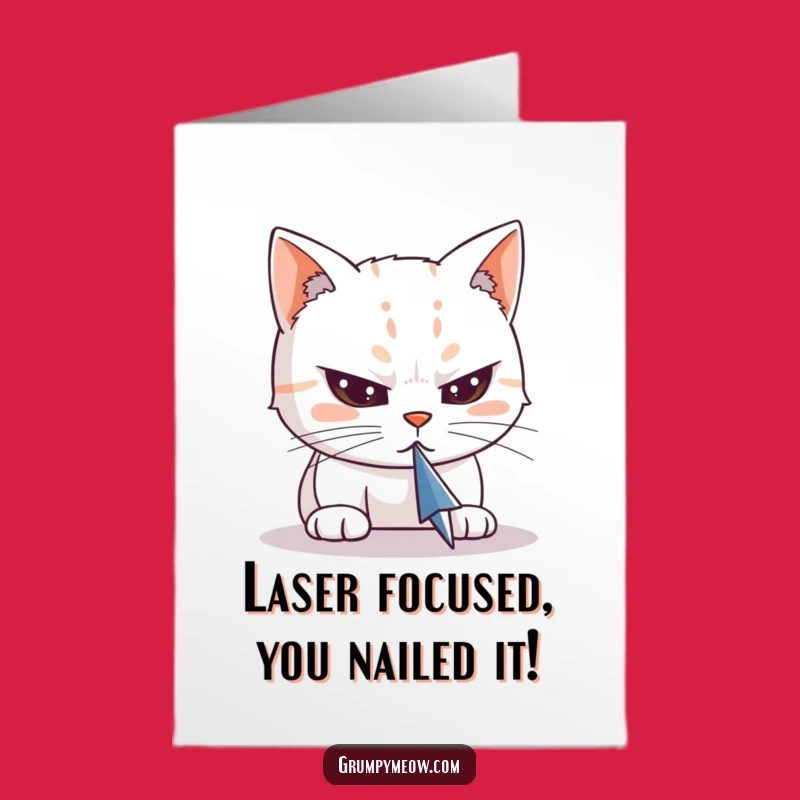 Free Printable Congrats Card: Intense Cat Cursor Focus, Funny Downloadable Gift