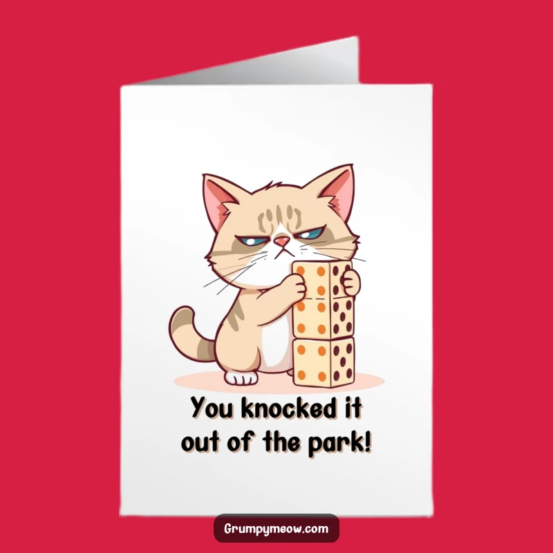 Free Printable Funny Congrats Card: Grumpy Cat Domino Triumph Greeting