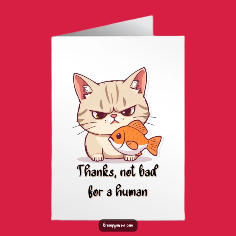 Free Printable Grumpy Cat Thank You Card: Fish-Obsessed Feline Downloadable Gift