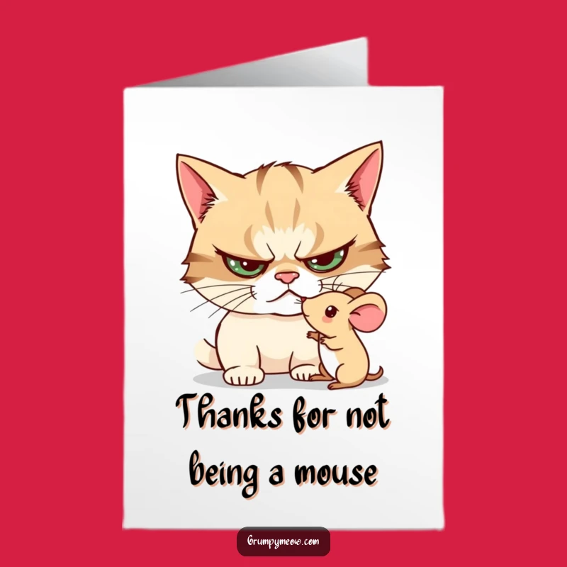 Free Printable Grumpy Cat Thank You Card: Poking Mouse Thanks, Funny Downloadable Gift