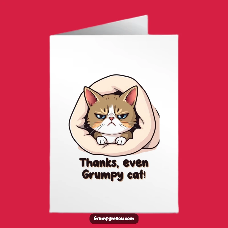 Free Printable Thank You Card: Grumpy Cat Blanket Funny Downloadable Gift