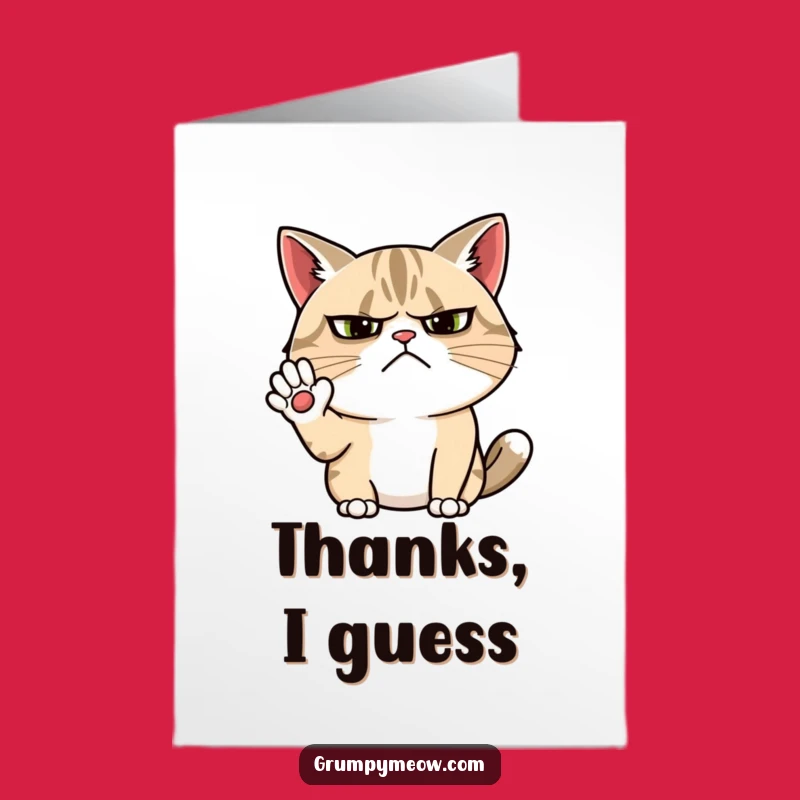 Free Printable Grumpy Cat Thank You Card - Funny Downloadable Gift for Reluctant Gratitude