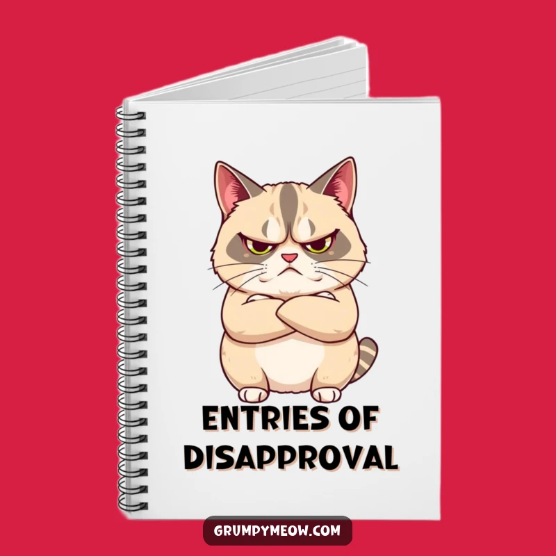 Funny Grumpy Cat Crossed Arms Notebook - Jot Down Thoughts with Unimpressed Flair