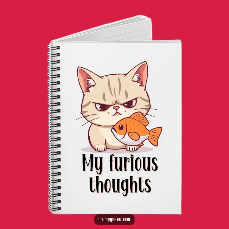 Funny Grumpy Cat Intense Fish Stare Notebook - Jot Down Your Grumpy Thoughts