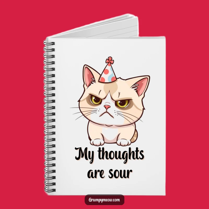 Funny Grumpy Cat Party Hat Notebook: Jot Down Your Grumpy Thoughts