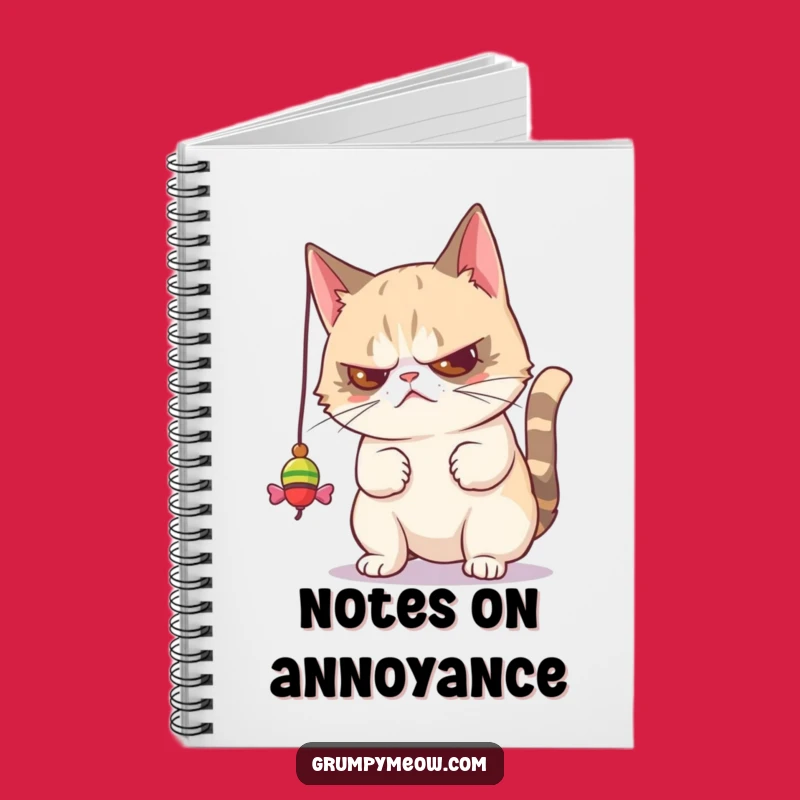 Funny Grumpy Cat Toy Batting Notebook - Jot Down Thoughts with Disdainful Humor