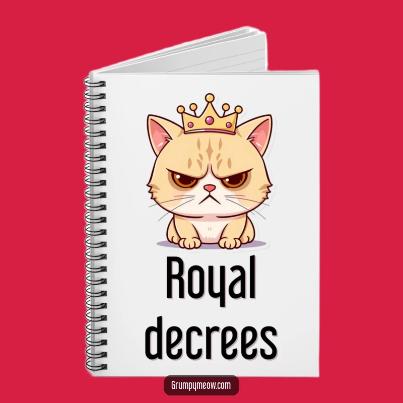 Funny Grumpy Cat Crown Notebook - Jot Down Thoughts with Royal Annoyance