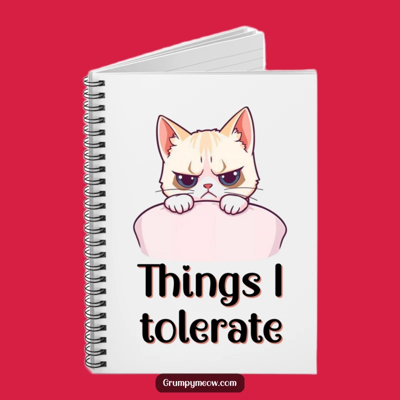 Funny Grumpy Cat Cushion Peek Notebook - Jot Down Ideas with Humor