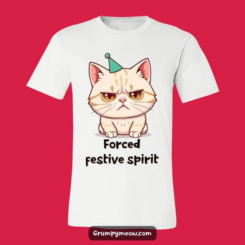 Funny Cat Party Hat T-Shirt - Reluctant Celebration Humor Gift