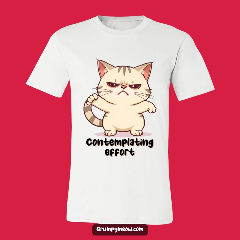 Funny Grumpy Cat Unenthusiastic Stretch T-Shirt - Hilarious Cat Lover Apparel
