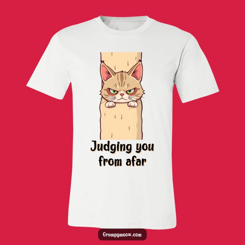 Funny Grumpy Cat Peeking T-Shirt - A Suspiciously Hilarious Gift!