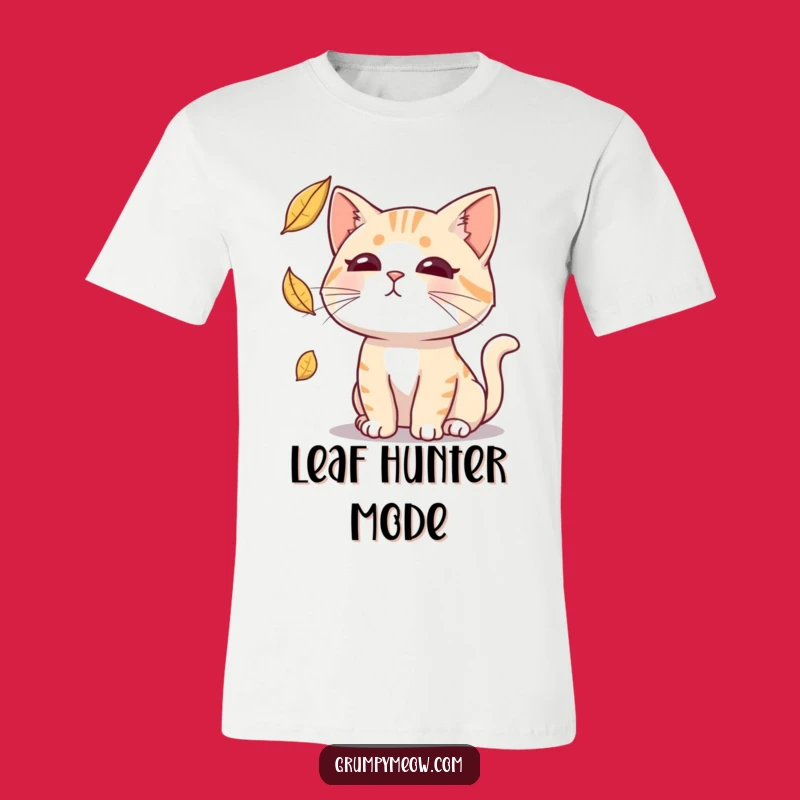 Funny Deadpan Cat Leaf T-Shirt: Sarcastic Style, Hilarious Feline Humor Gift