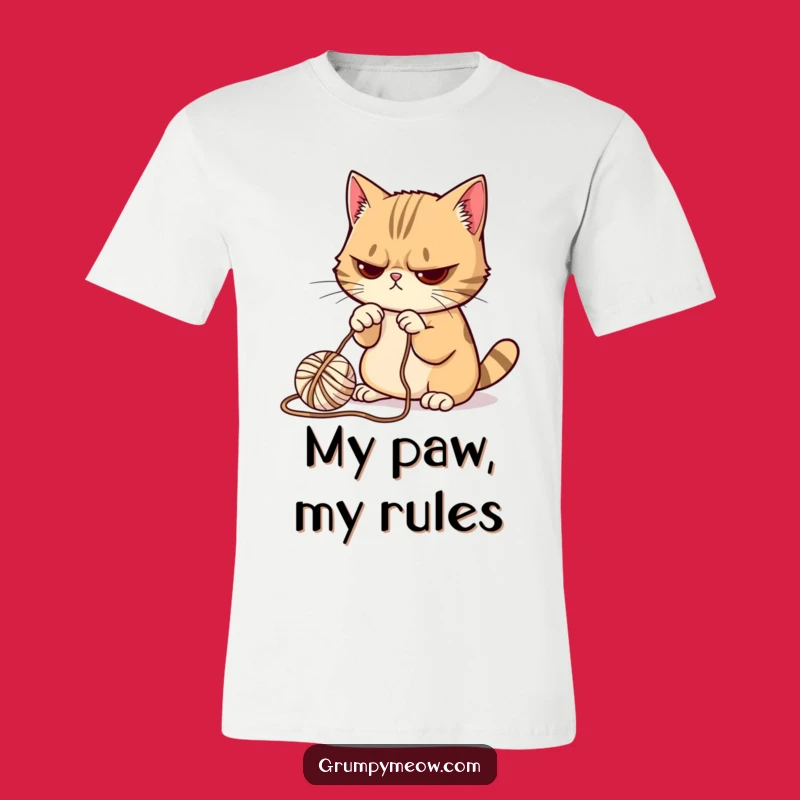 Funny Grumpy Cat Yarn T-Shirt: Reluctant Play, Maximum Style