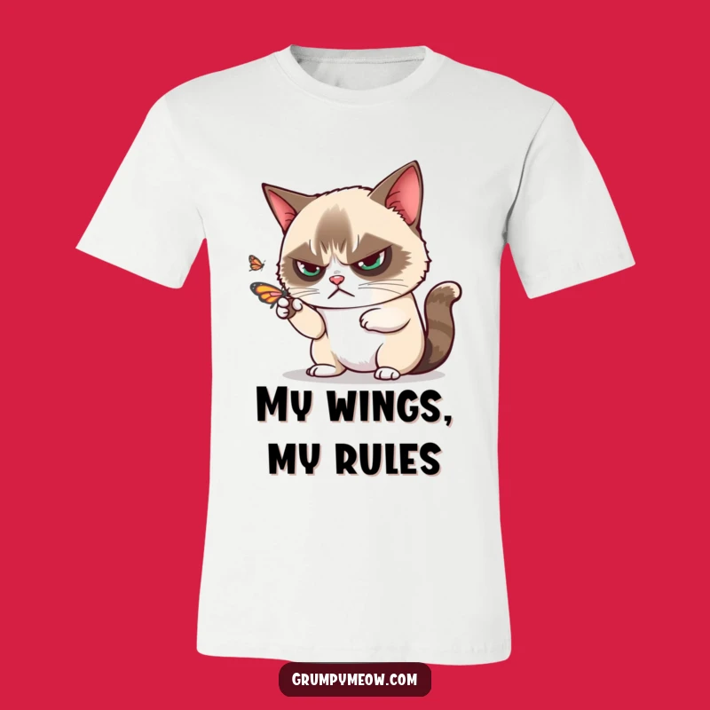 Funny Grumpy Cat Butterfly T-Shirt, Iconic Disdain for a Hilarious Funny Gift