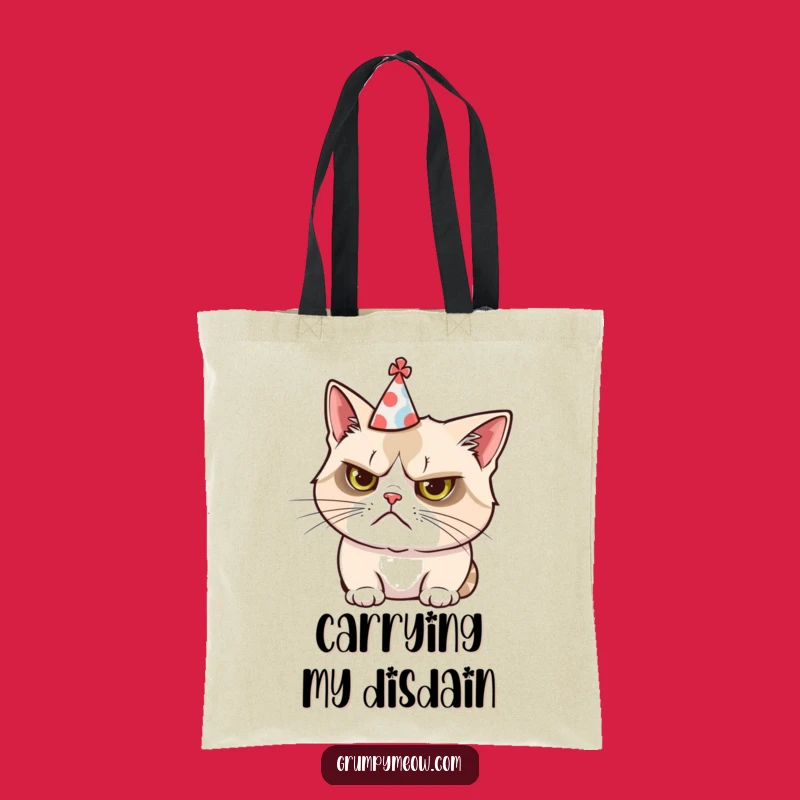 Funny Grumpy Cat Party Hat Tote: Carry Your Grumbles in Style