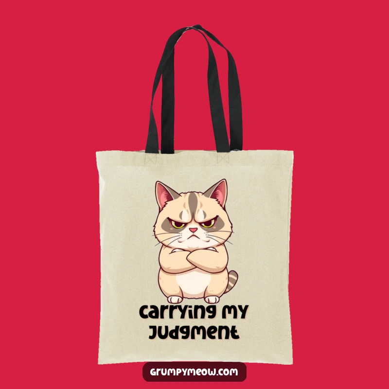 Funny Grumpy Cat Crossed Arms Tote Bag - Unimpressed Chic & Humor Gift