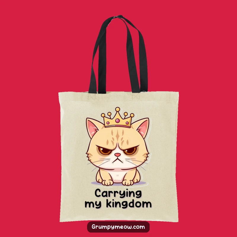Funny Grumpy Cat Crown Tote Bag - Annoyed Royalty Style & Humor Gift