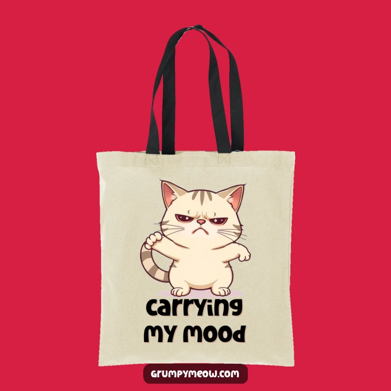 Funny Grumpy Cat Unenthusiastic Stretch Tote Bag - Carry Your Grumbles in Style