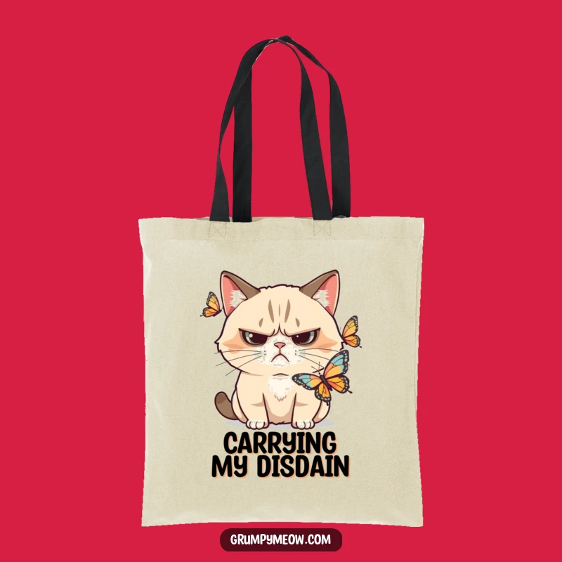 Funny Grumpy Cat Butterfly Skeptic Tote Bag: Carry Your Doubts Stylishly