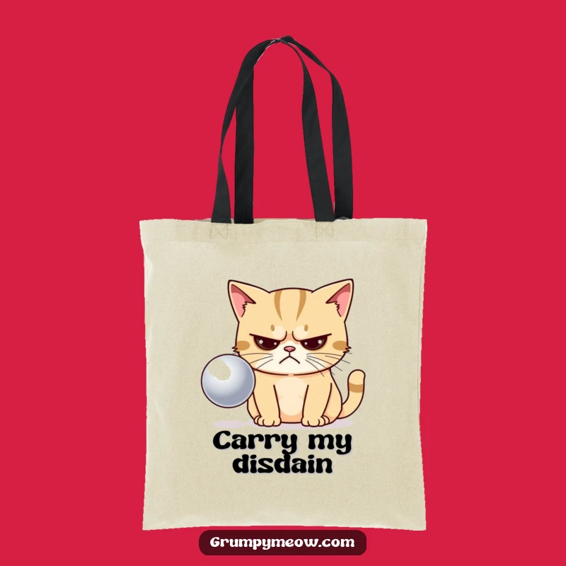 Funny Grumpy Cat Disapproving Ball Tote Bag - Chic Humorous Shopping Gift