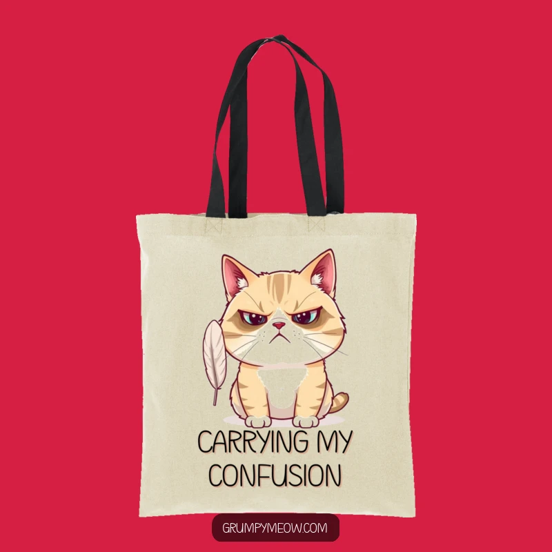 Funny Grumpy Cat Tote Bag - Bewildered Face Design, Practical Funny Gift