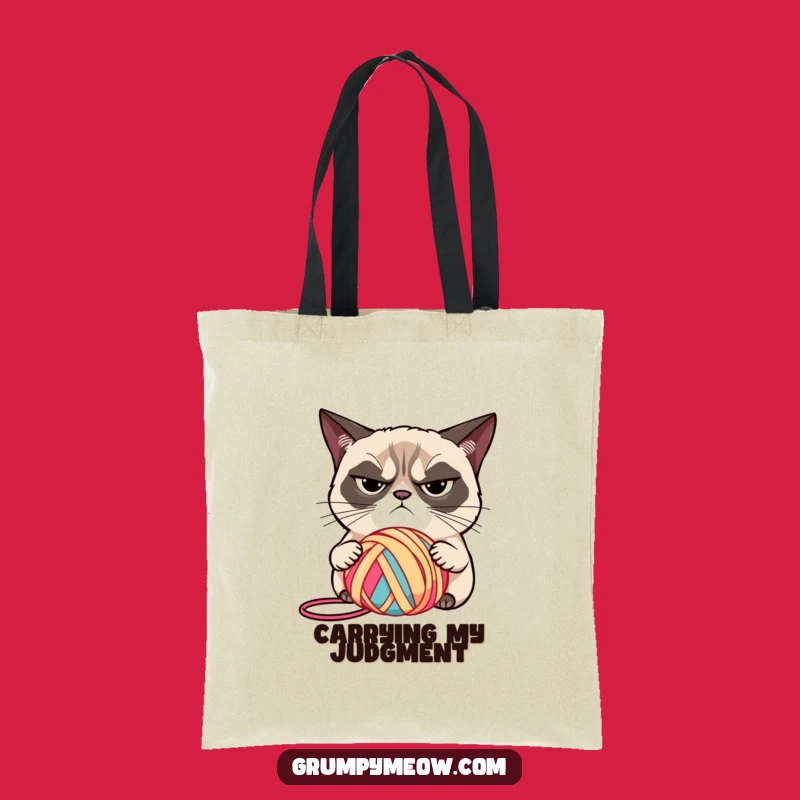 Funny Grumpy Cat Yarn Tote Bag, Carry Your Judgment - Perfect Funny Gift
